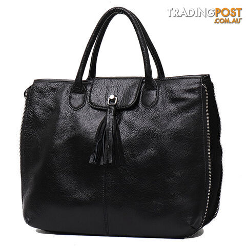 DARLING BLACK  LEATHER WOMENS SOFT HANDBAG