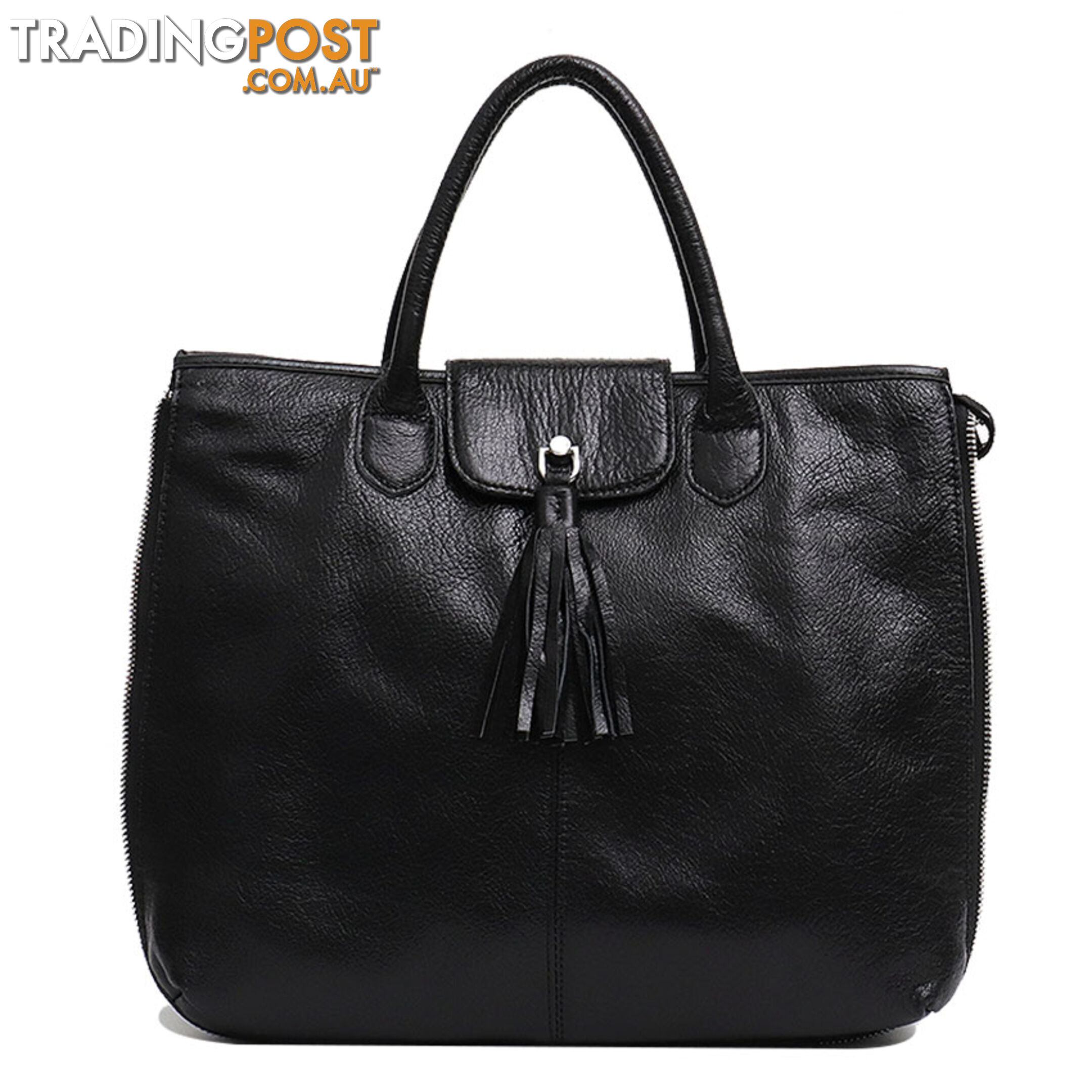 DARLING BLACK  LEATHER WOMENS SOFT HANDBAG