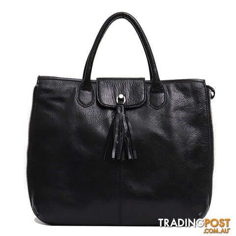 DARLING BLACK  LEATHER WOMENS SOFT HANDBAG