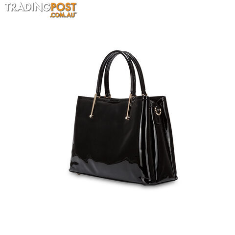 FEDELLA Black Faux Patent Leather Womens Handbag