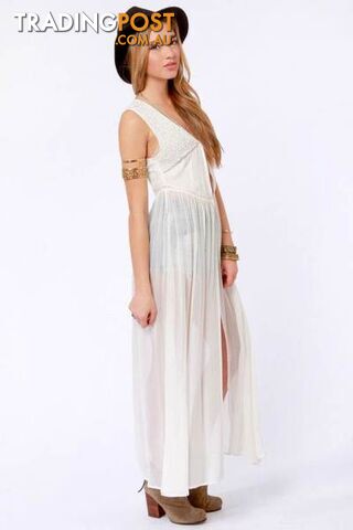 Somedays Lovin Ivory 'Temple' Beaded Kimono Cape Vest Sz S - photo 3 of 7