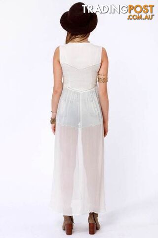 Somedays Lovin Ivory 'Temple' Beaded Kimono Cape Vest Sz S - photo 4 of 7