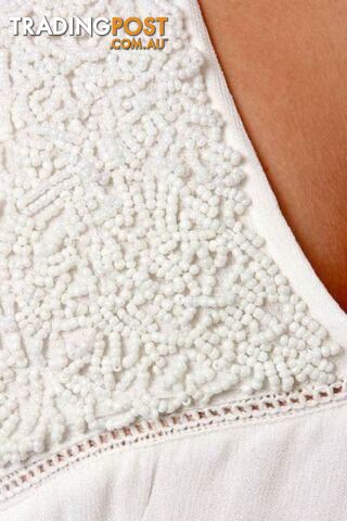 Somedays Lovin Ivory 'Temple' Beaded Kimono Cape Vest Sz S - photo 5 of 7