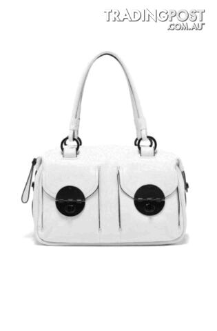 Mimco Large Turnlock Zip Top Bag in Matte White BNWT