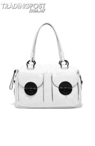Mimco Large Turnlock Zip Top Bag in Matte White BNWT
