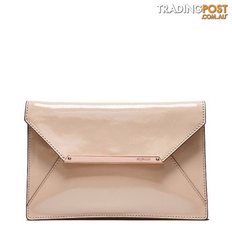 Mimco Origami Large Envelope Clutch in Patent Leather Vanilla