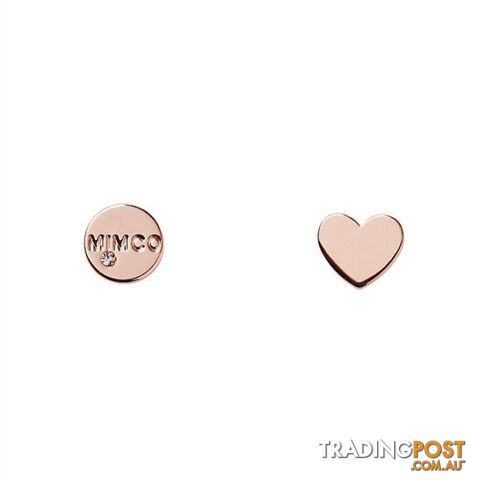 Mimco Take Two Heart Stud Earrings Rose Gold