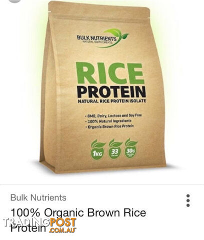 Bulk Nutrients Organice Rice Protein 1kg BRAND NEW & SEALED Bag