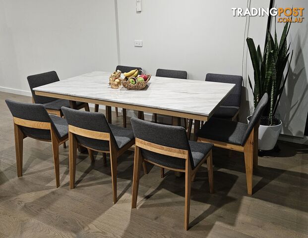 Marble dining table with 8 chairs
