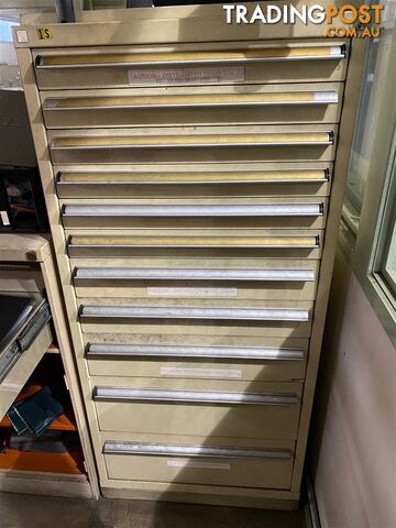 BAC Steel Storage Cabinet and Contents