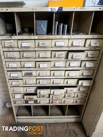 Steel Parts Storage Shelving and Contents