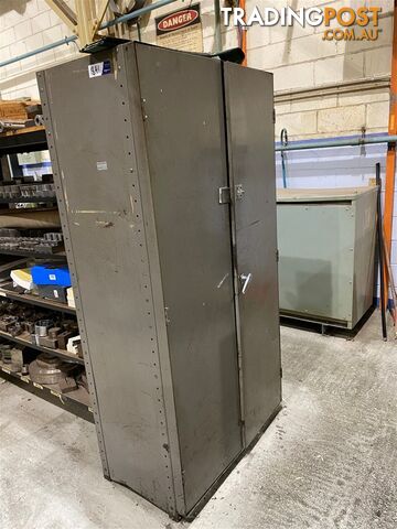 Steel 2-Door Storage Cabinet and Conents