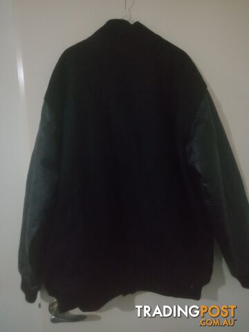 Black versity will blend leather arm jacket