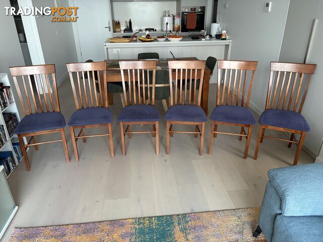 Dining chairs, set of 6, sturdy timber frame with upholstered seat