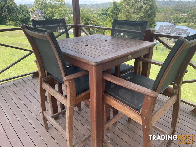 Outdoor Timber Bar Table and Bar Chairs