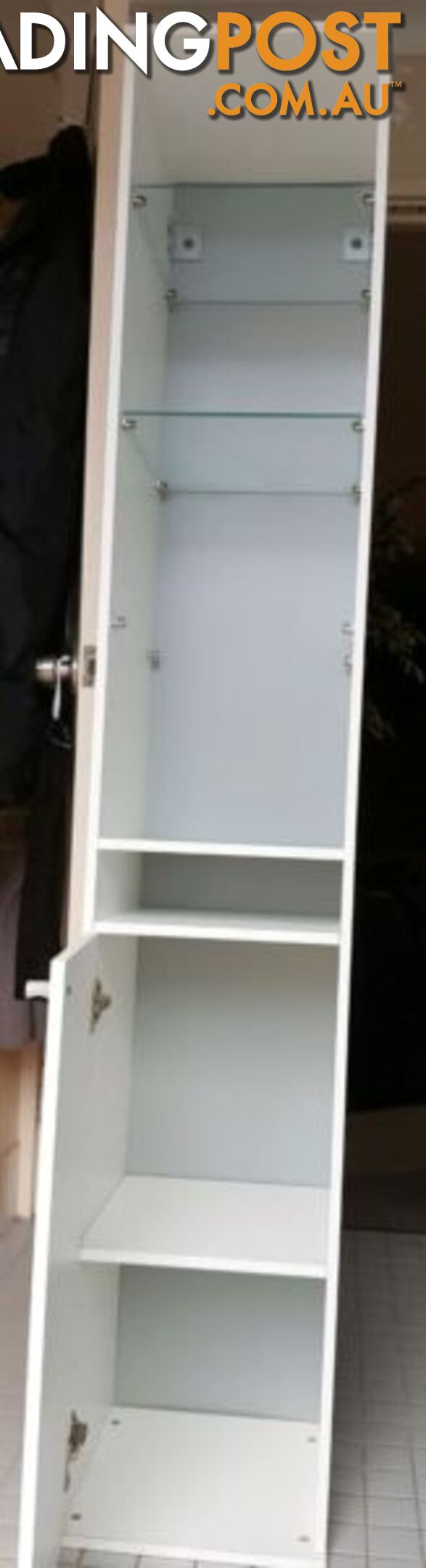 White Cabinet with glass shelves