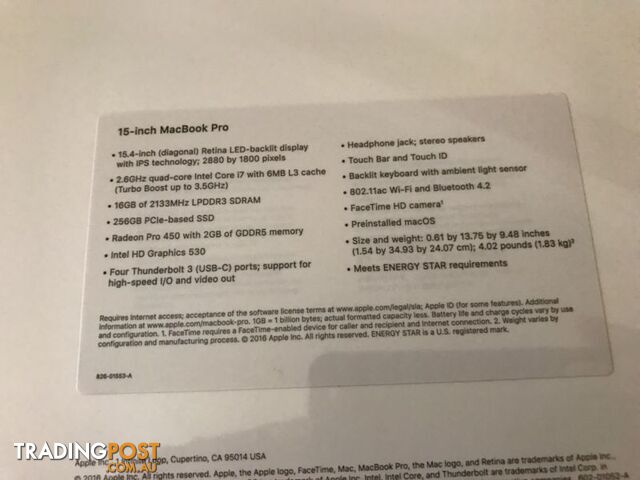 New Sealed MacBook Pro 15"/2016/Core i7 - photo 3 of 5