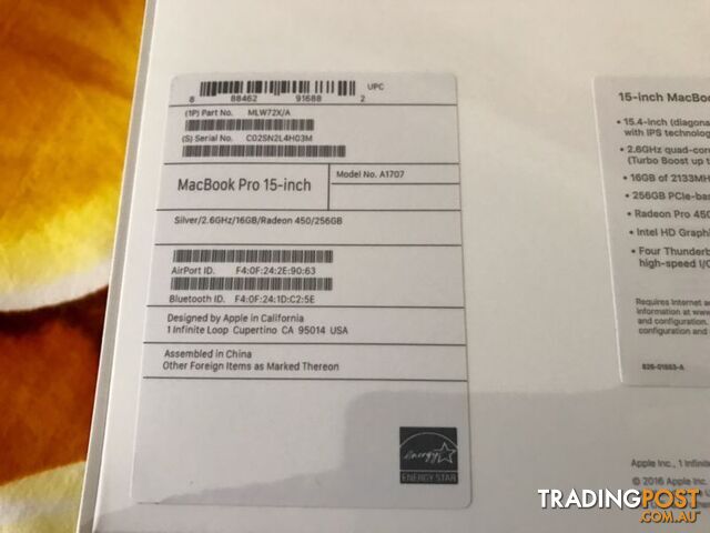 New Sealed MacBook Pro 15"/2016/Core i7 - photo 4 of 5