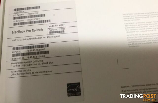New Sealed MacBook Pro 15"/2016/2TB/Touch-bar - photo 3 of 5