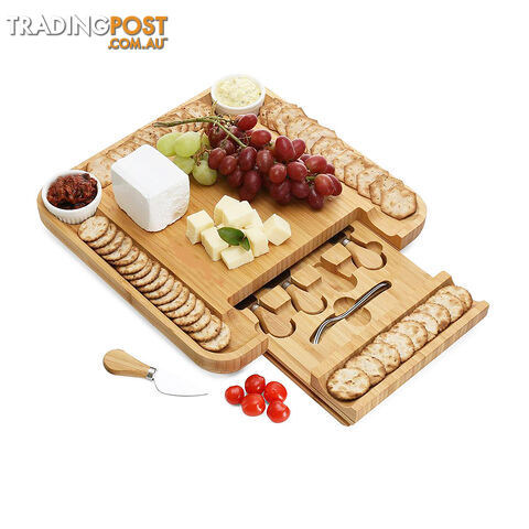Cheese / Charcuterie board LARGE 9 piece set w Knives etc 31x31cm PRICE DROP!