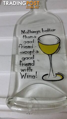 glass wine bottle shaped plate