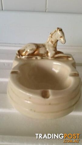antique horse ashtray