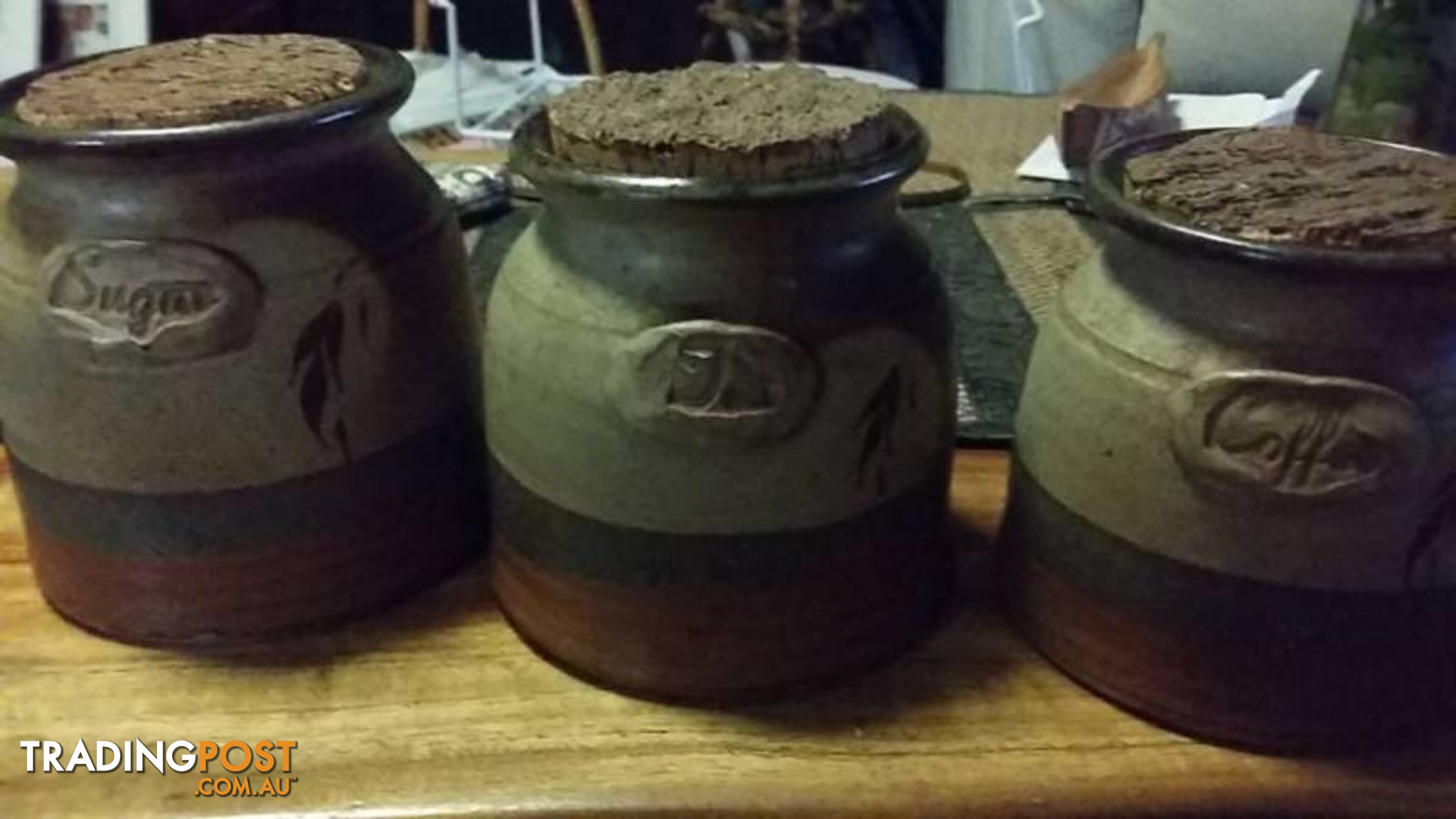 3 pottery containers