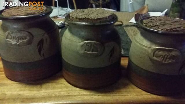 3 pottery containers