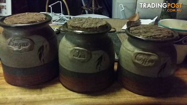 3 pottery containers