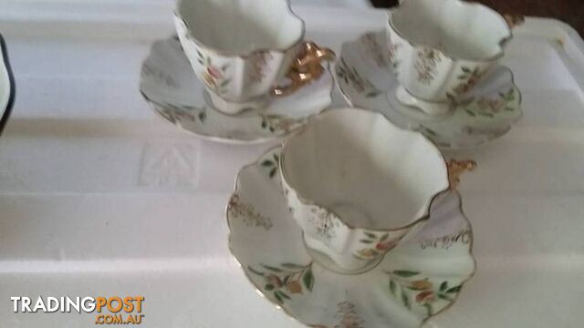 3 antique japanese fine bone china cups and saucers