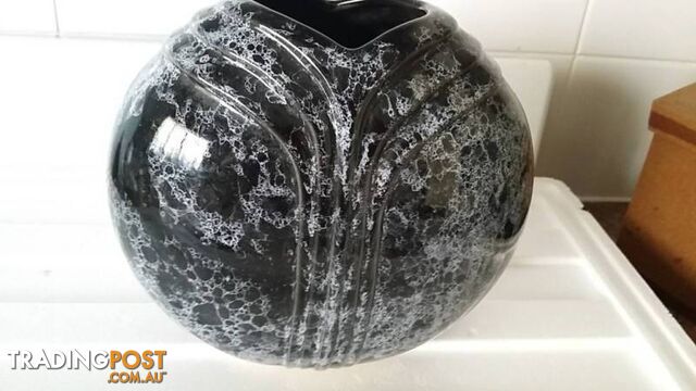 black and molten grey vase