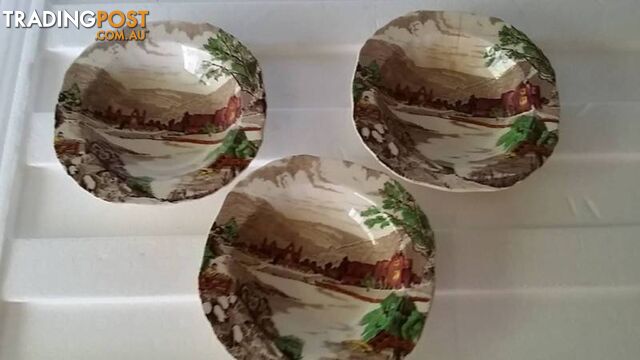 3 alfred meakin 'tintern ' hand painted bowls