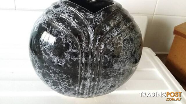 black and molten grey vase