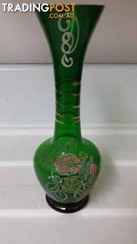 green hand painted vase