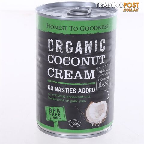 46 x HONEST TO GOODNESS Organic Coconut Cream, 400ml. Best Before: 06/2024.