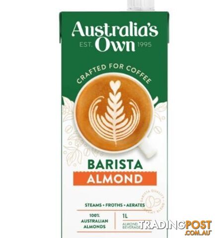 Assorted Almond Milk Cartons, Incl: 10 x AUSTRALIA'S OWN Barista Almond 1L