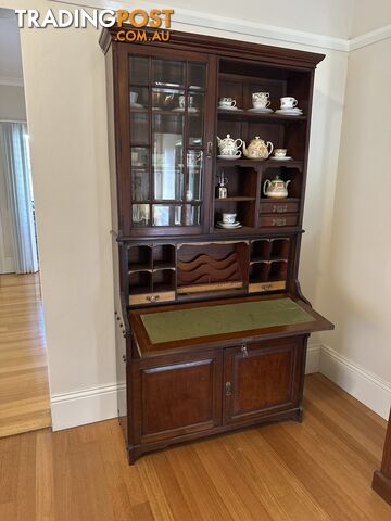 Antique bookcase with foldout desk and sideboard