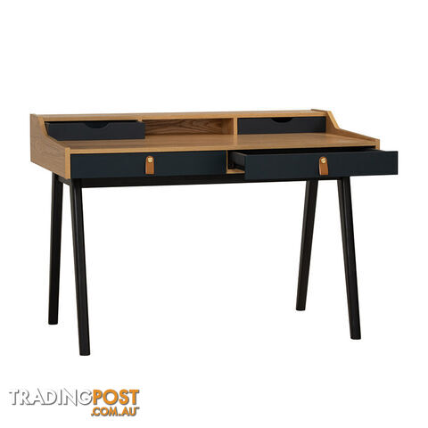 CASTOR Study Desk 110cm - Natural, Navy Blue & Black - 123033 - 9334719012131