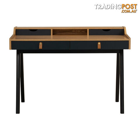 CASTOR Study Desk 110cm - Natural, Navy Blue & Black - 123033 - 9334719012131