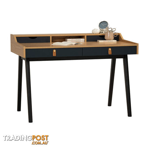 CASTOR Study Desk 110cm - Natural, Navy Blue & Black - 123033 - 9334719012131