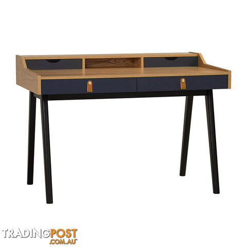 CASTOR Study Desk 110cm - Natural, Navy Blue & Black - 123033 - 9334719012131