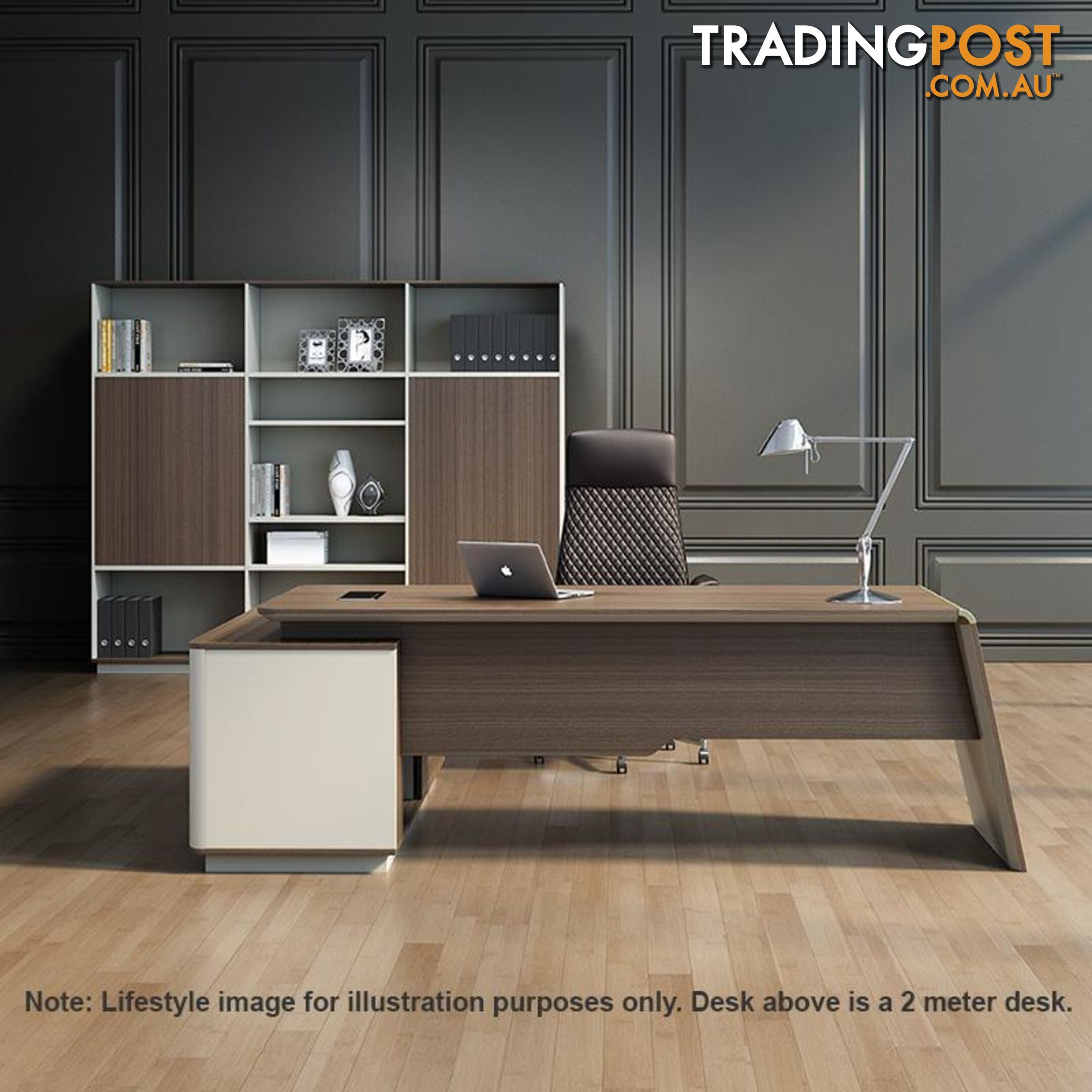 ANDERS Executive Desk Reversible Return 1.4M - Australian Gold Oak & Beige - DF-TIAN-D0414 - 9334719011196