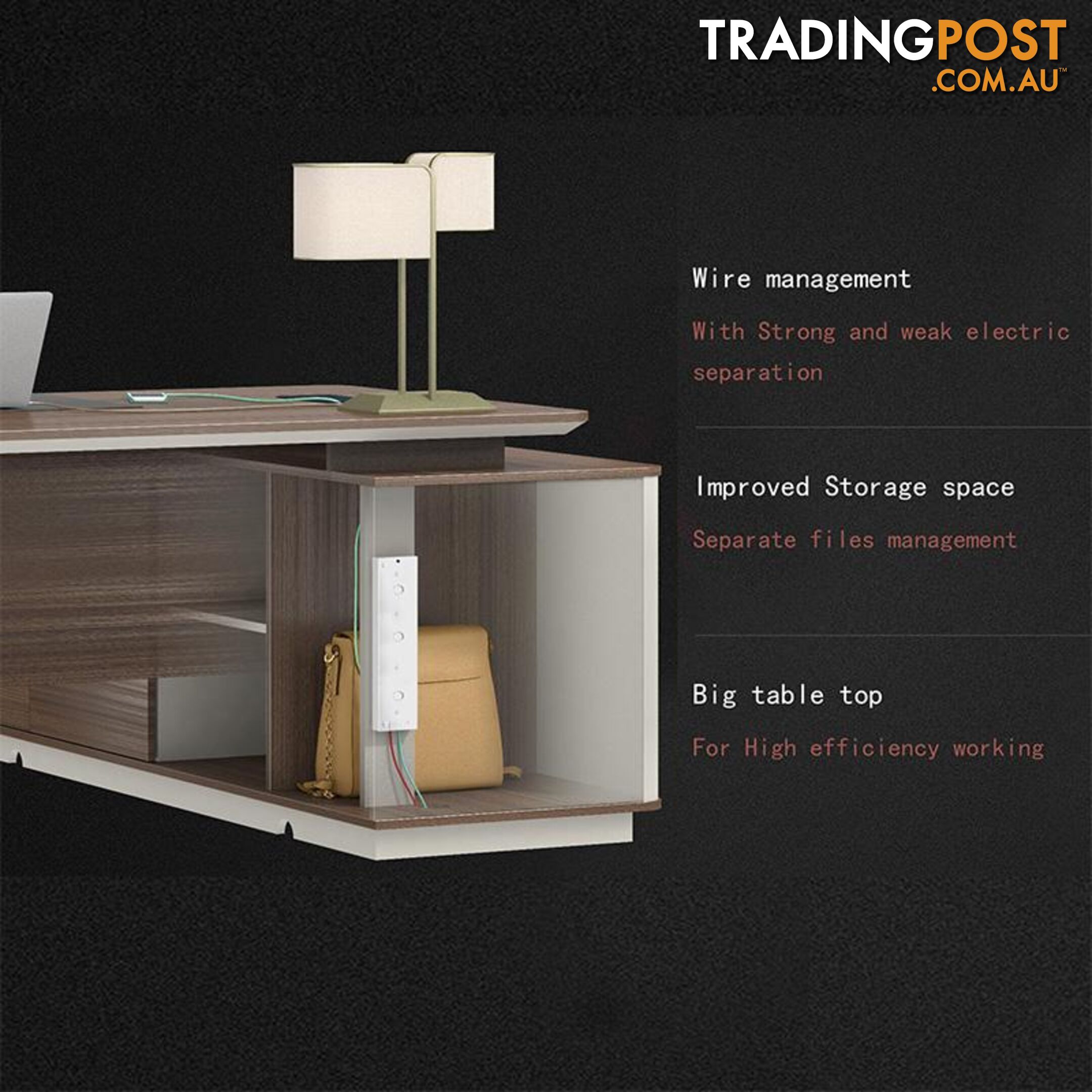 ANDERS Executive Desk Reversible Return 1.4M - Australian Gold Oak & Beige - DF-TIAN-D0414 - 9334719011196