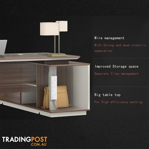 ANDERS Executive Desk Reversible Return 1.4M - Australian Gold Oak & Beige - DF-TIAN-D0414 - 9334719011196