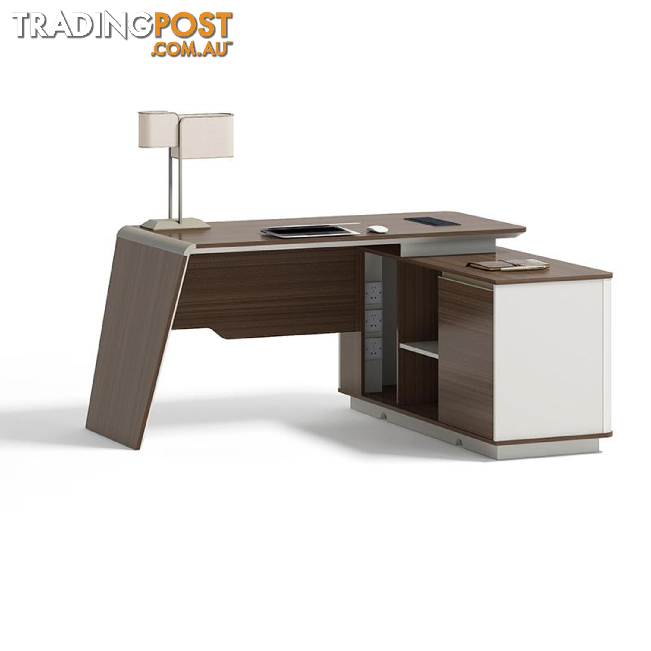 ANDERS Executive Desk Reversible Return 1.4M - Australian Gold Oak & Beige - DF-TIAN-D0414 - 9334719011196