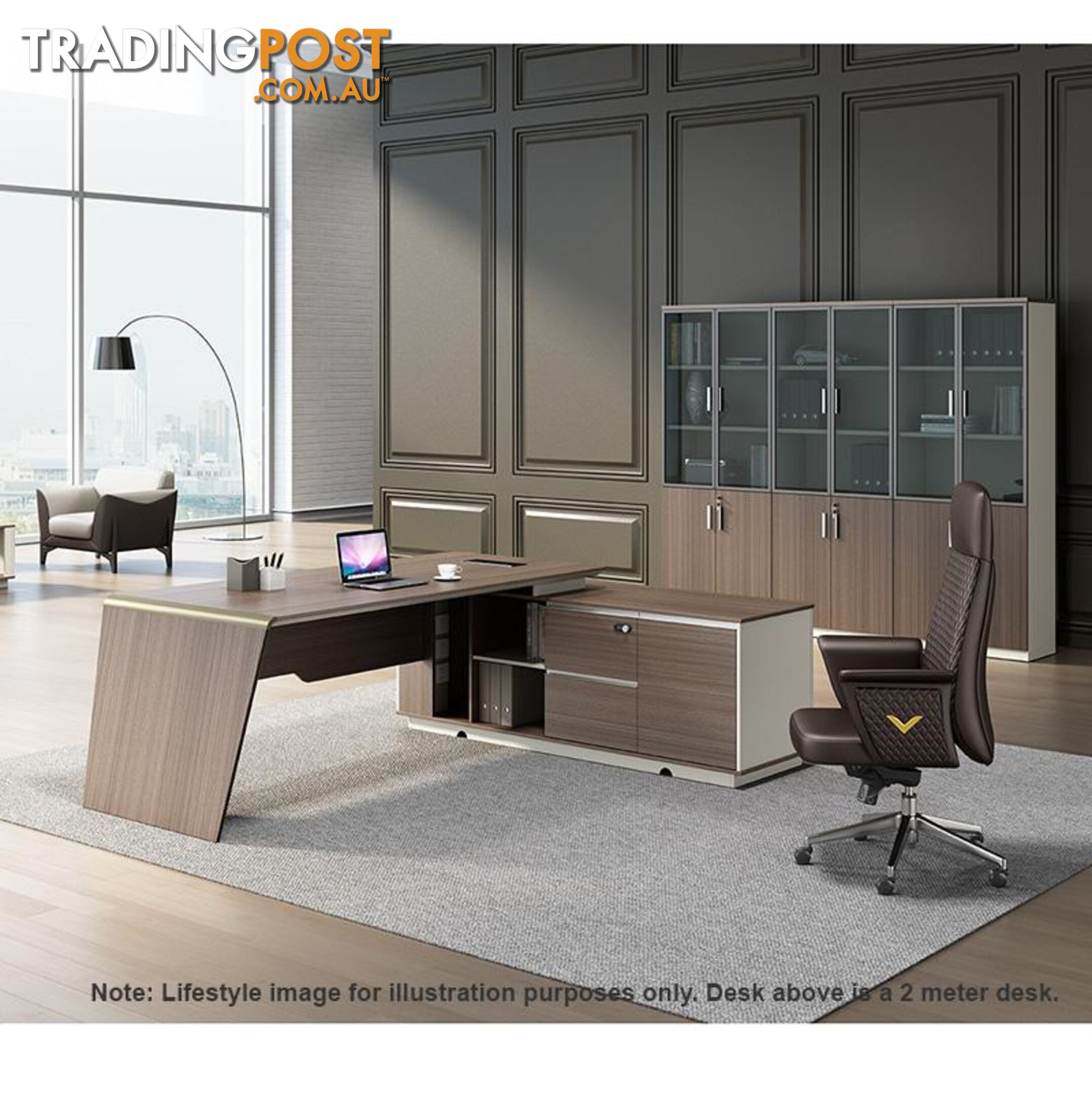 ANDERS Executive Desk Reversible Return 1.4M - Australian Gold Oak & Beige - DF-TIAN-D0414 - 9334719011196