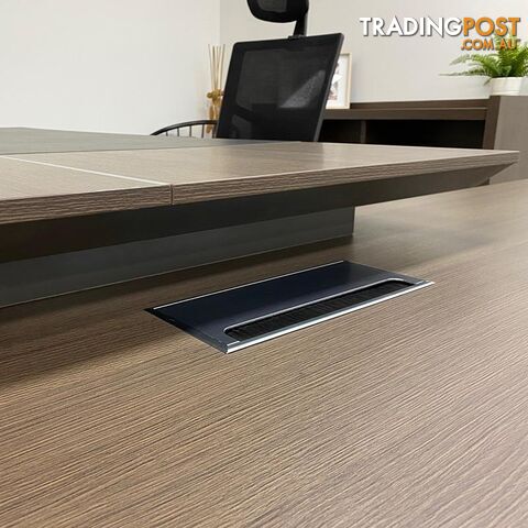 Carter Executive Office Desk + Left Return - 180cm - Coffee + Charcoal - MF-22MKD181 - 9334719011288
