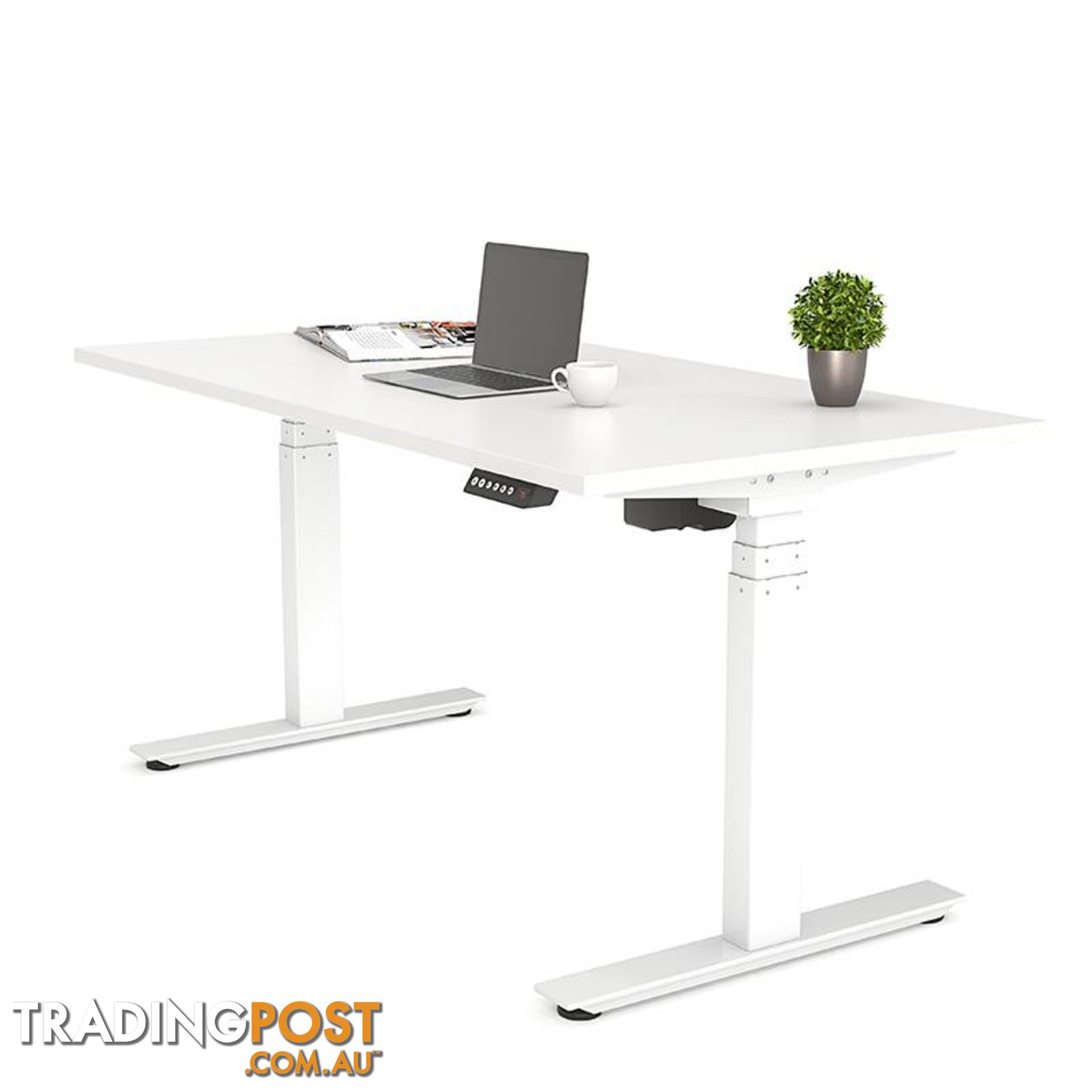 AGILE PRO Electric 2 Column Sit Standing Desk - 1200mm to 1800mm - Oak & White - OG_AGE2SSD158