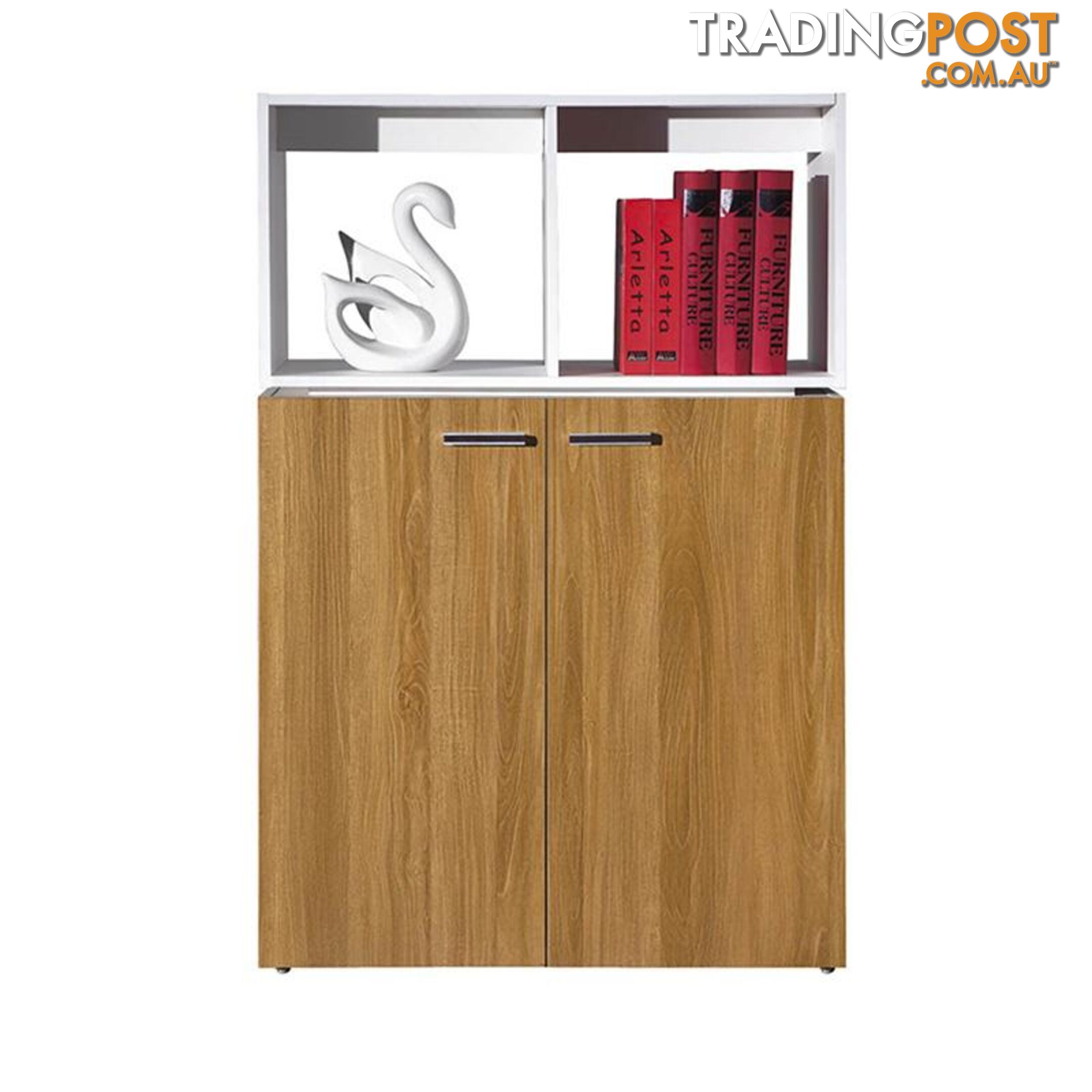 ZORAN Credenza Cabinet  80cm - White & Honey Oak - ZZF-C326 - 9334719000541