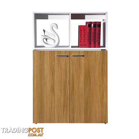 ZORAN Credenza Cabinet  80cm - White & Honey Oak - ZZF-C326 - 9334719000541